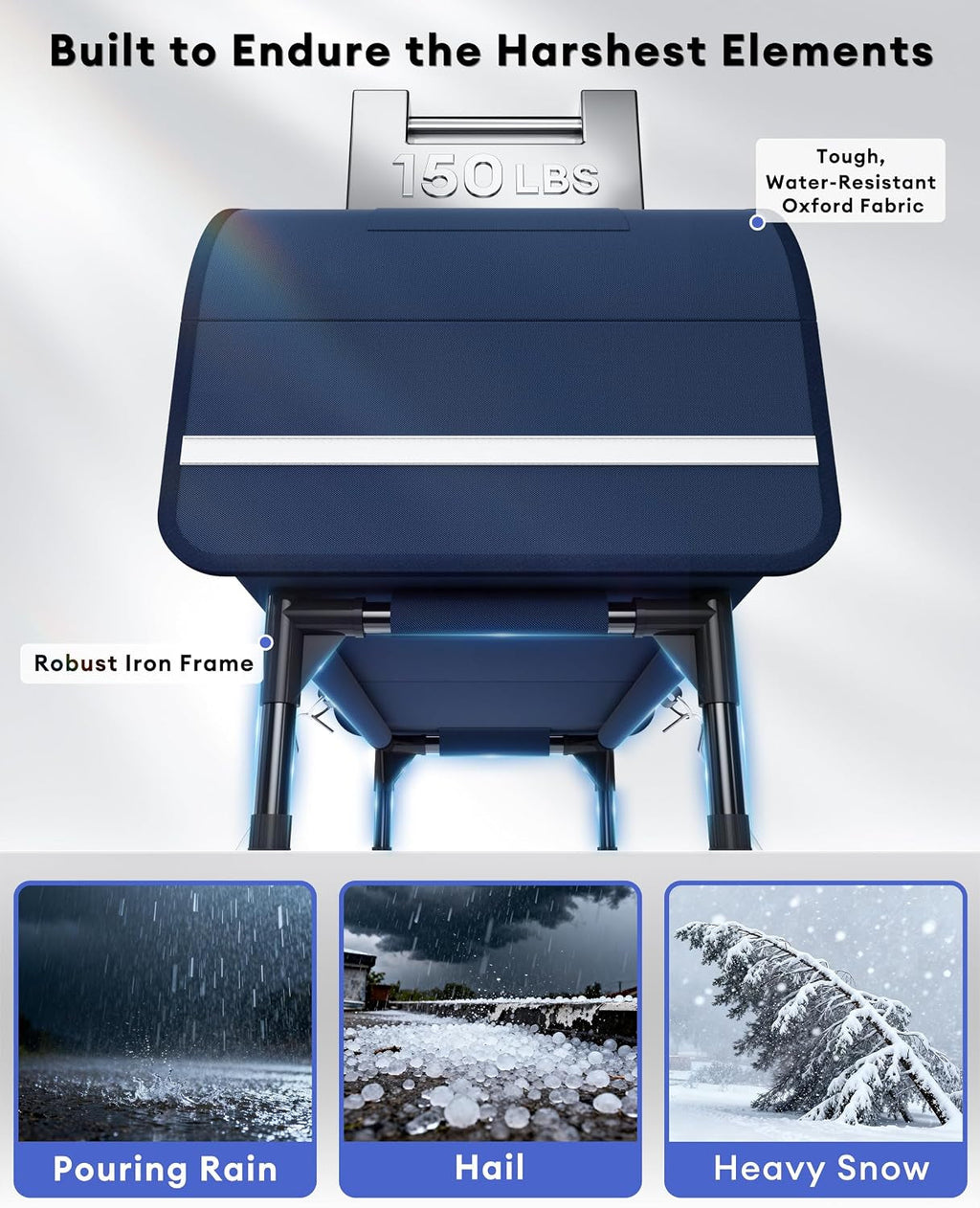 Weatherproof Heated Cat House – Insulated, Dark Blue, L