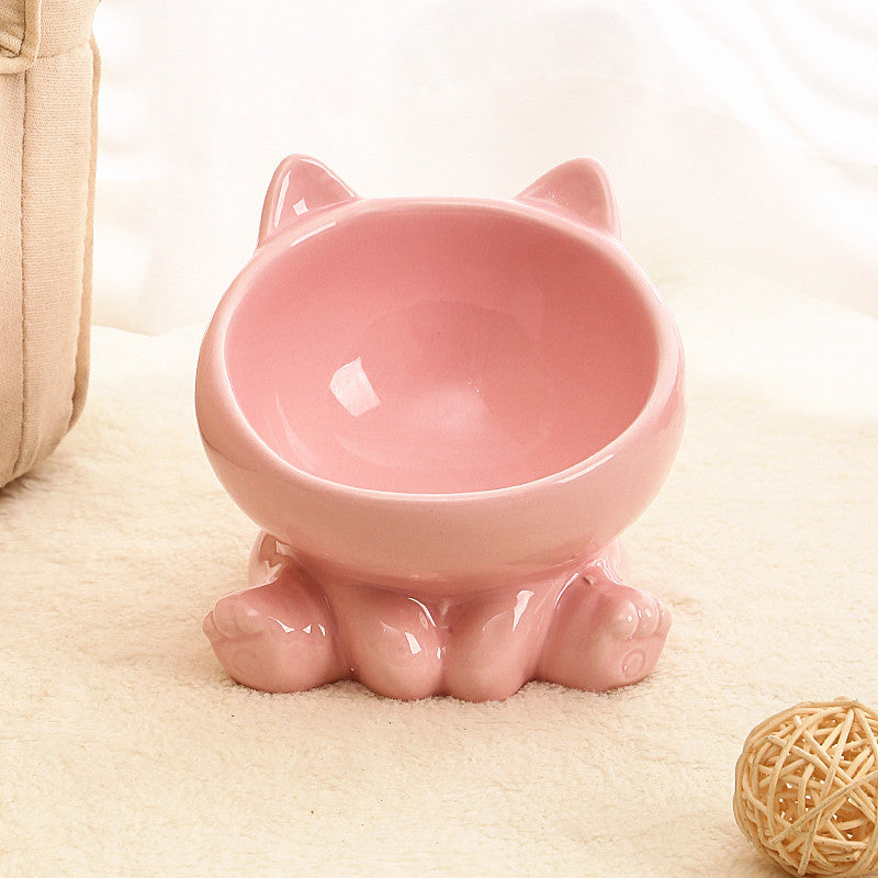 Pet Dogs And Cats Bevel Ceramic Neck Bowl