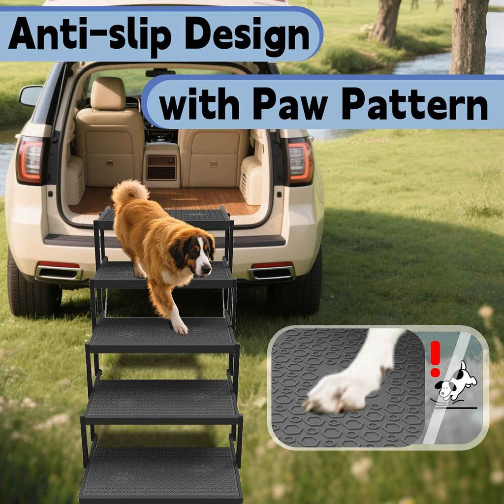 Foldable Dog Stairs for Car Heavy Duty 5 Step Pet Steps