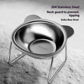 Stainless Steel Cat Water Bowl Pet Neck Protector Elevated Rack Pet Bowl