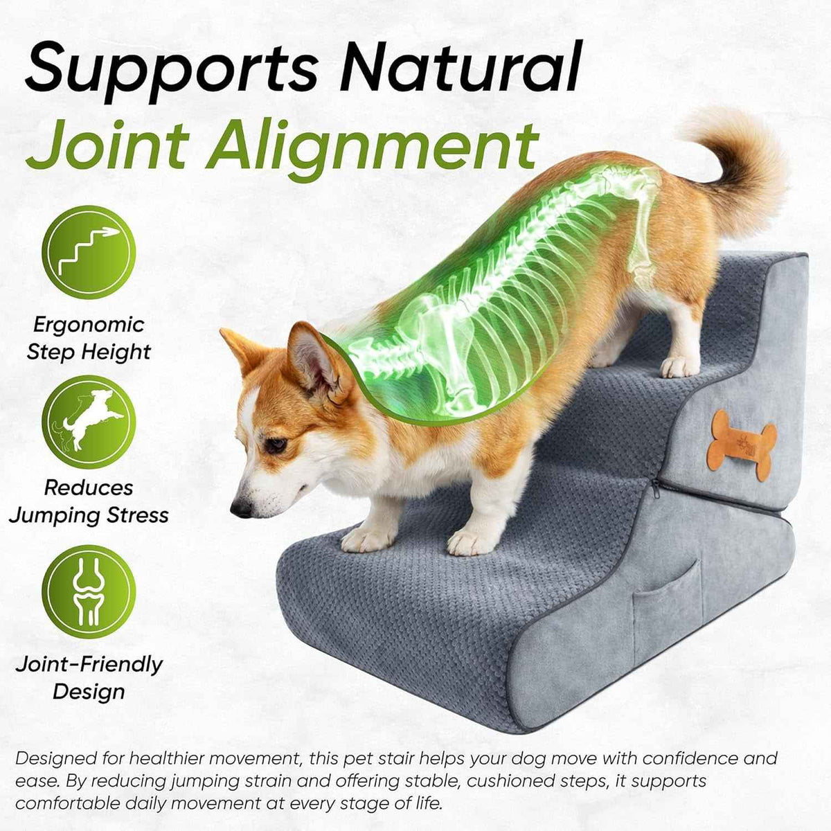 2 in 1 Dog Ramp for Bed Foldable Foam Non Slip Pet Steps
