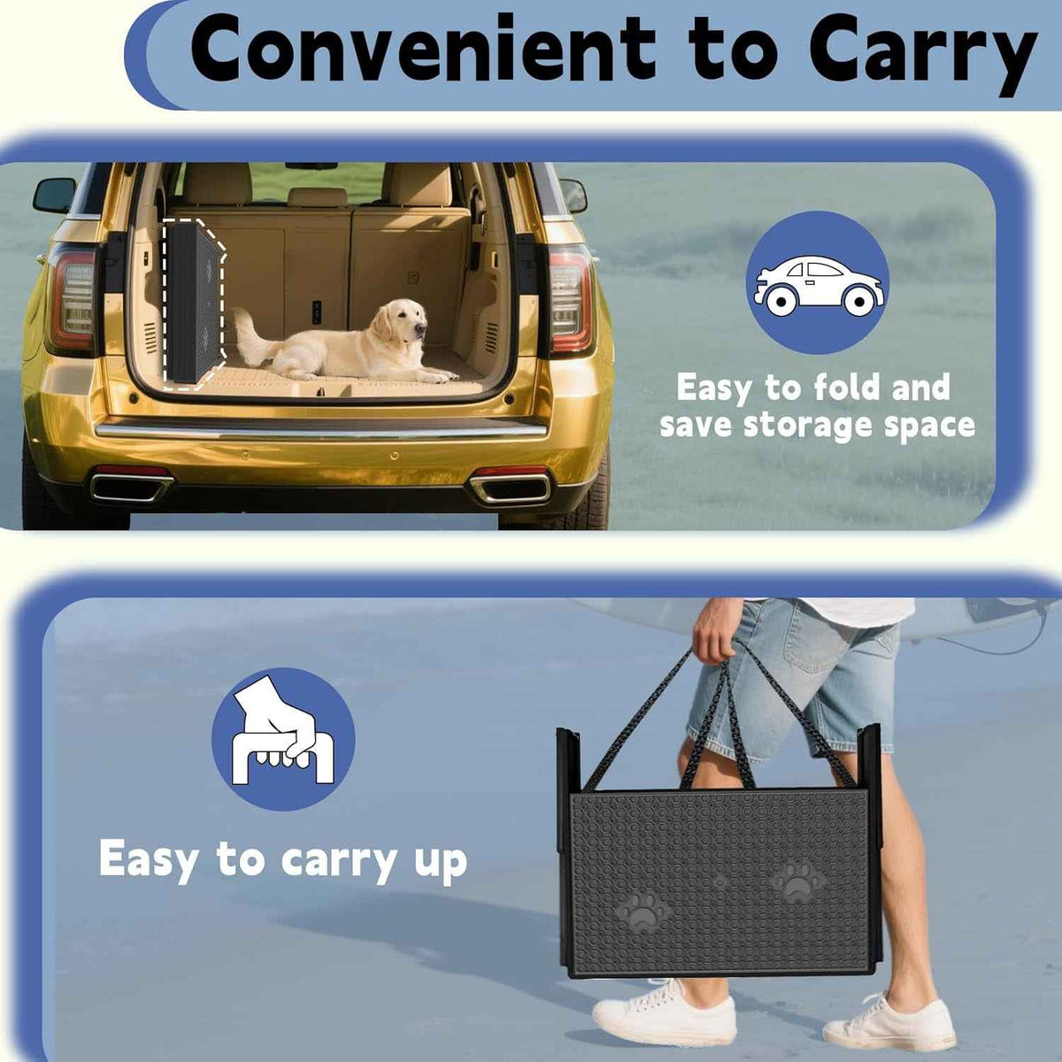 Foldable Dog Stairs for Car Heavy Duty 5 Step Pet Steps