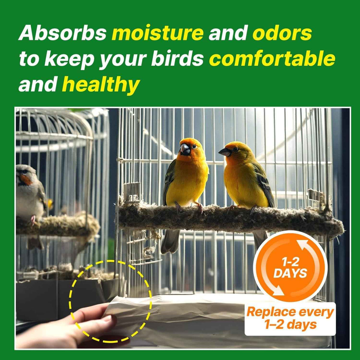 Bird Cage Liner Sheets – 120Ct Non-Toxic Paper