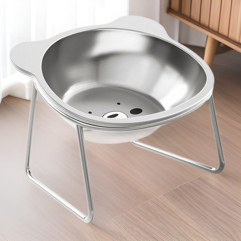 Stainless Steel Pet Height Increasing Neck Support Rack Cat Bowl