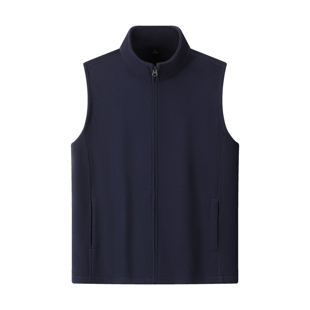 Zipper Stand Collar Double-sided Fleece Cardigan Fleece Vest