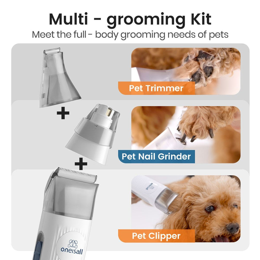 oneisall White Pet Grooming Vacuum Kit LM2