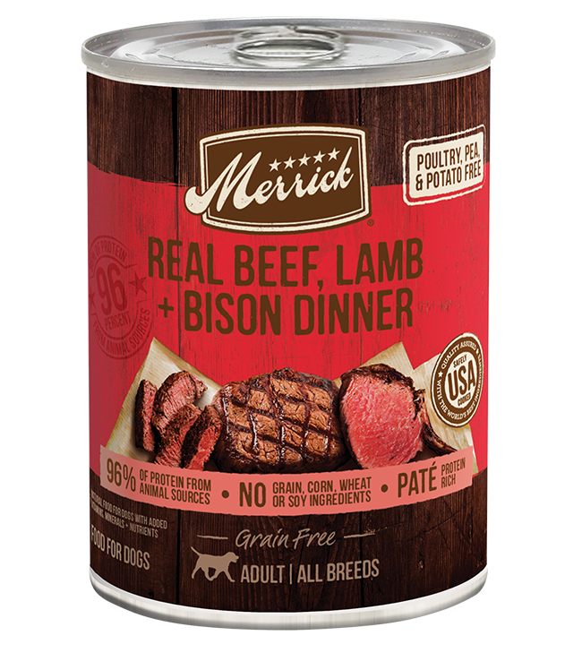 Merrick Grain Free Real Beef, Lamb and Bison Wet Dog Food (12.7oz)