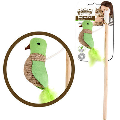 Pawise Nature First Cat Teaser Wand with Bird Toy