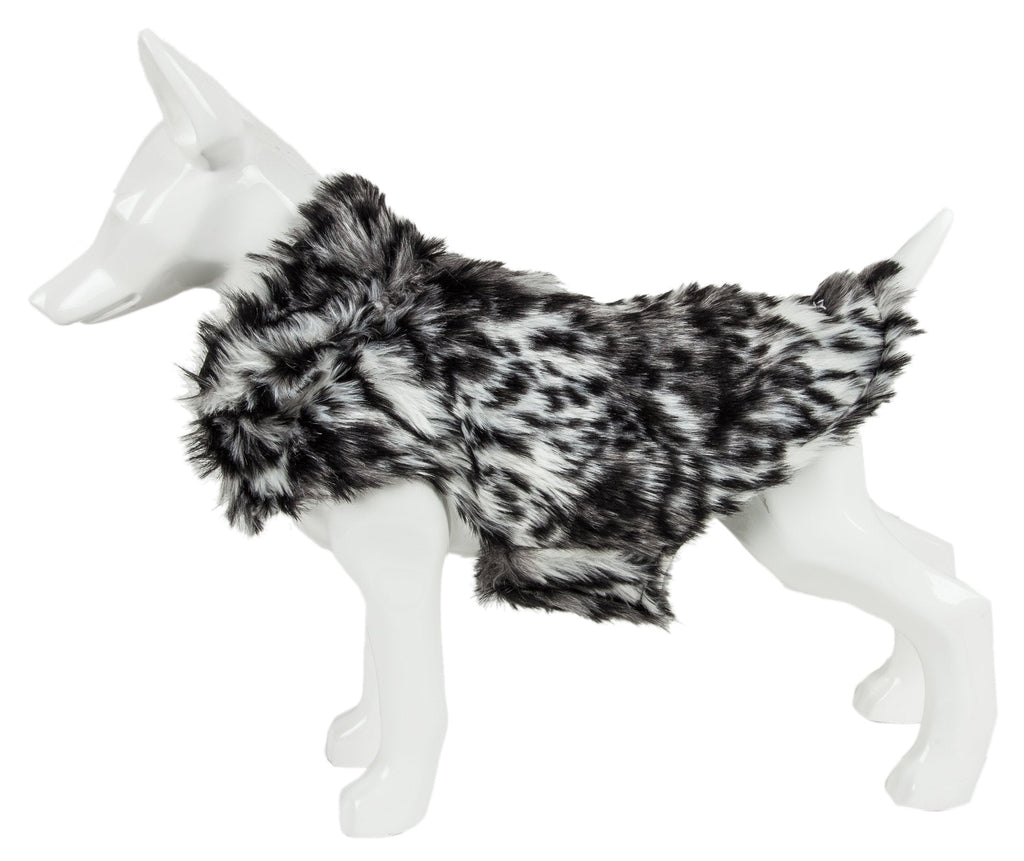 Pet Life ®  Luxe 'Paw Dropping' Designer Gray-Scale Tiger Pattern Mink Fur Dog Coat